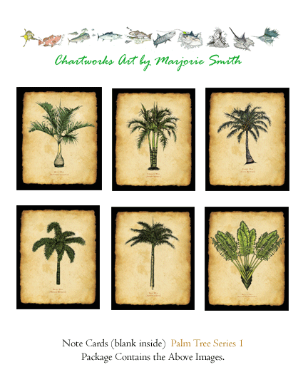 Palm Trees, Sersies 1B.  Parchment Background with Black Border